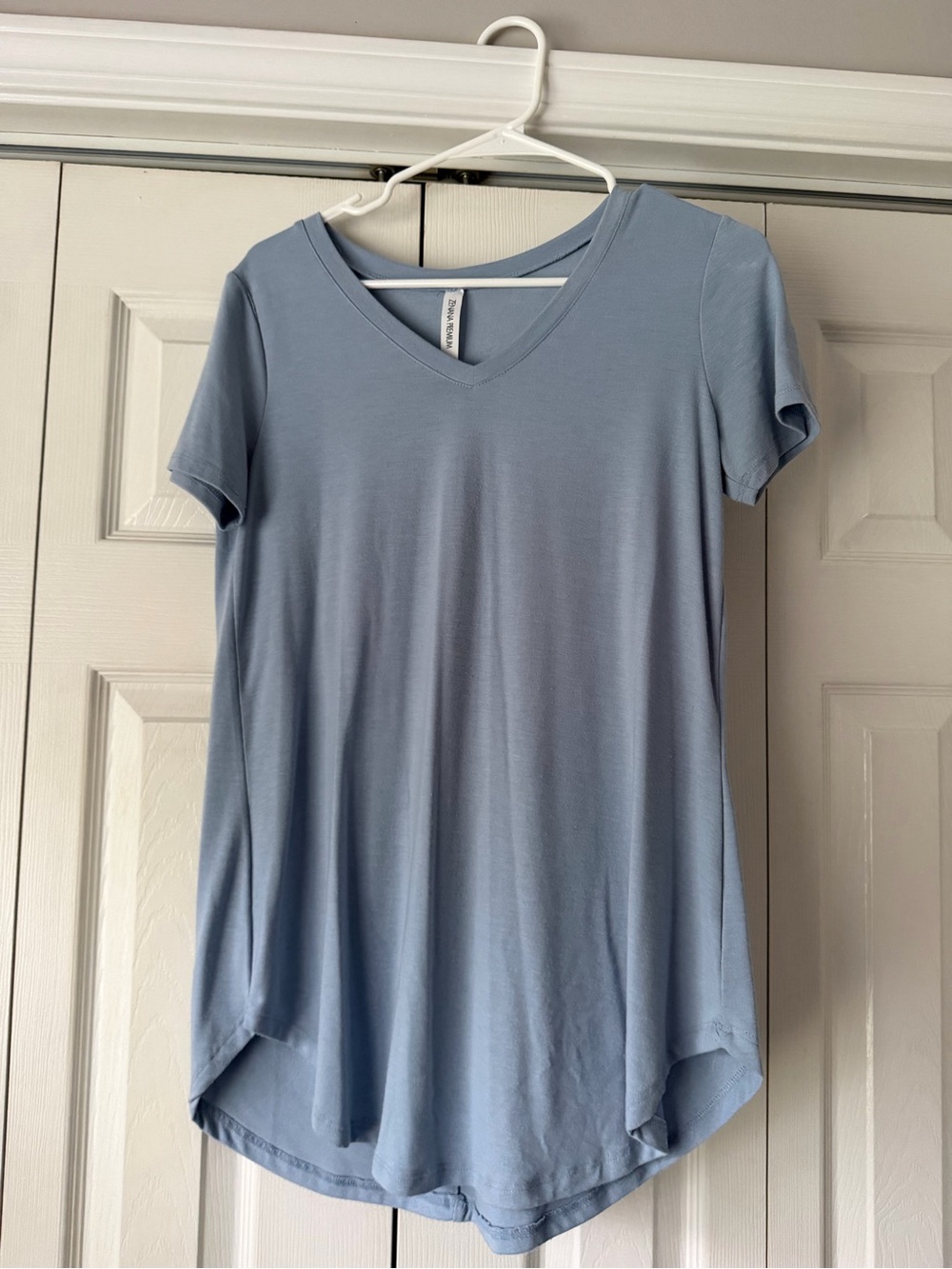 Zenana Outfitters Light Blue V-Neck Short Sleeve Tunic